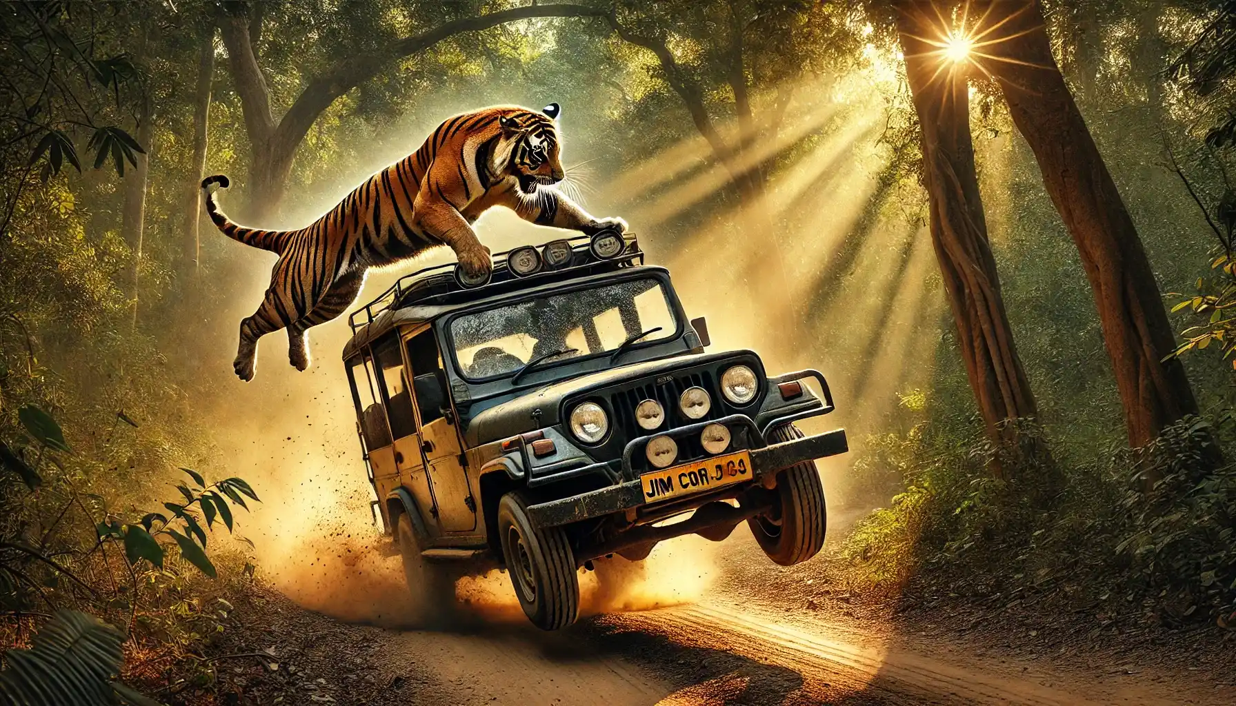 Tiger attack in Jim Corbett on Tourist Vehicle