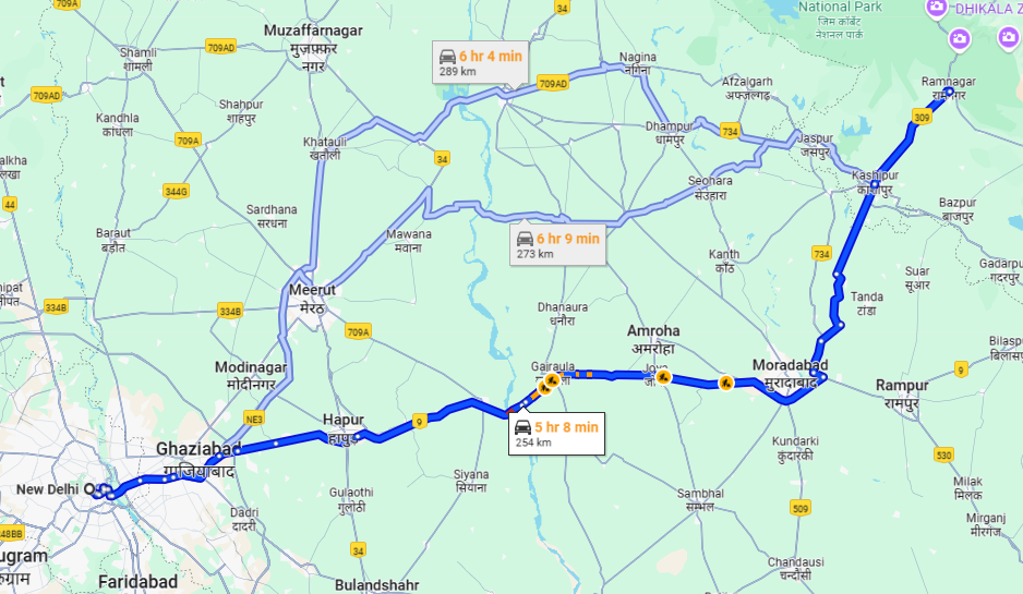 Route 1 - Delhi to Ramnagar 